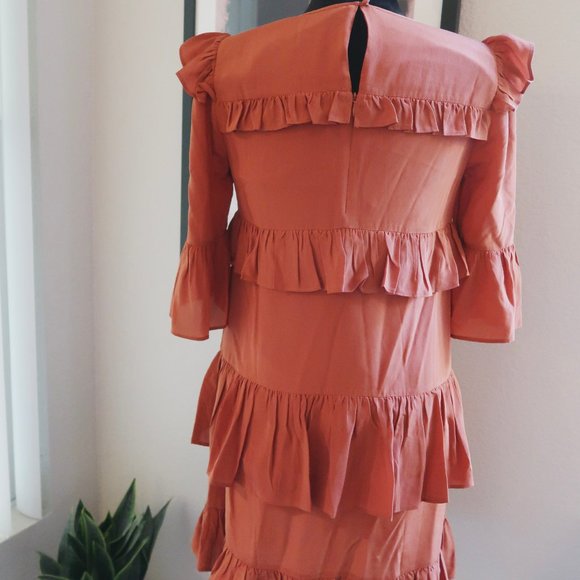 Madewell Silk Waterlily Tiered Ruffle Shirt Dress - Picture 4 of 6